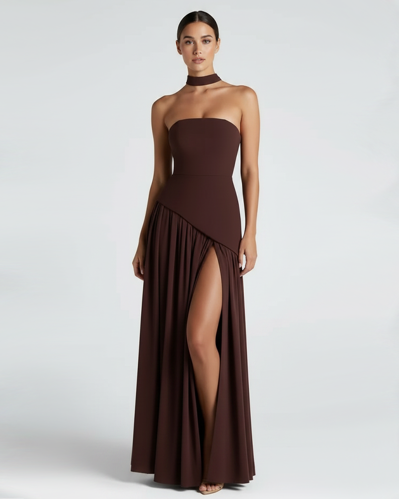 Elegant Strapless Lace-up Maxi Dress Party Gown