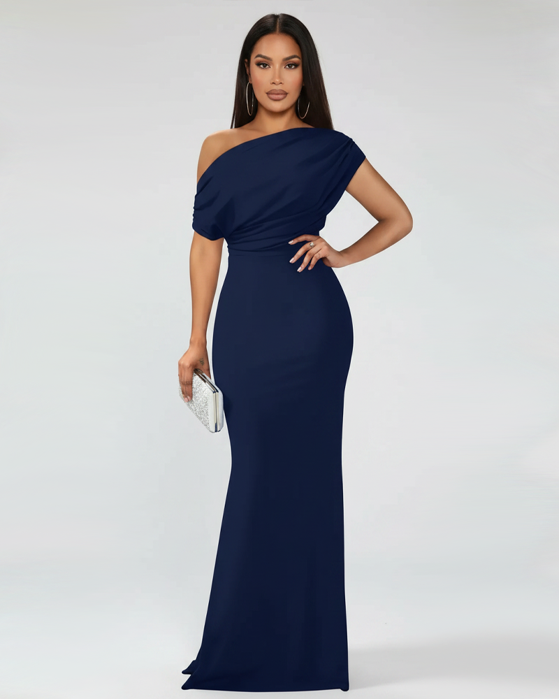 Elegant Sleeveless Off‑Shoulder Fitted Long Party Evening Dress