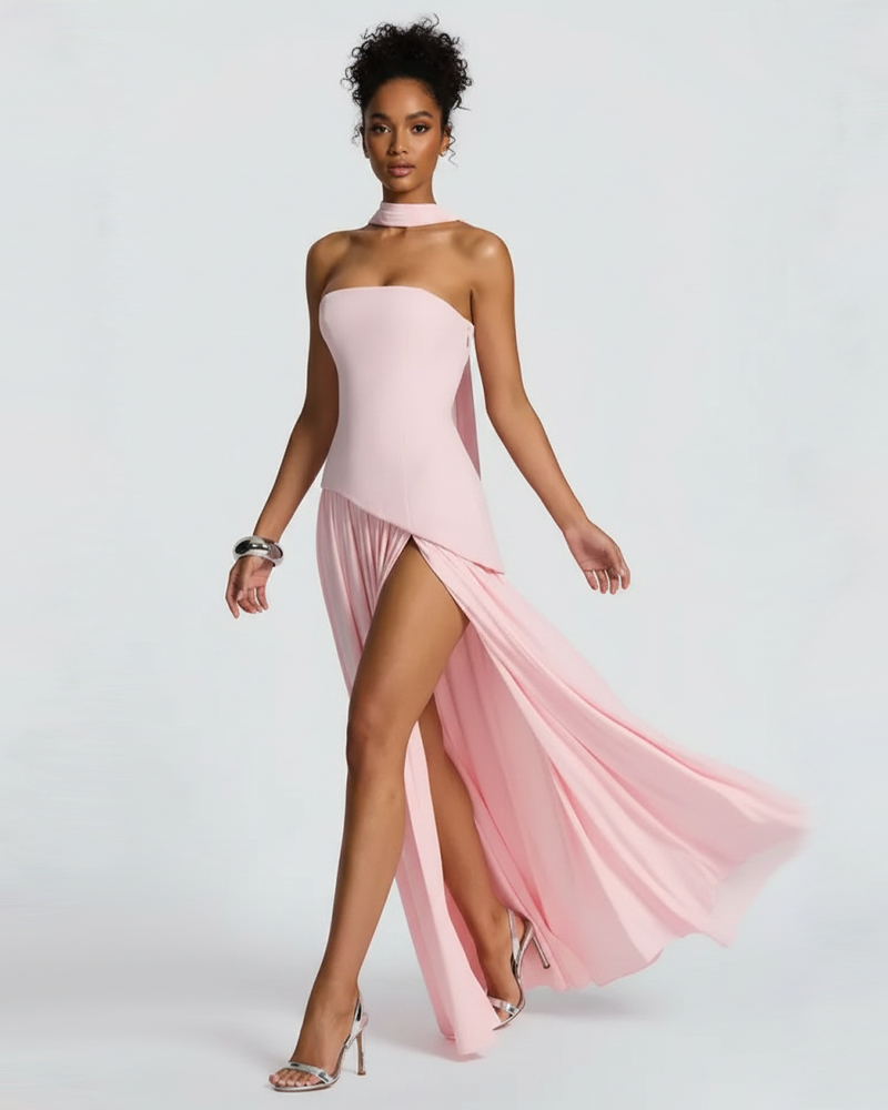 Elegant Strapless Lace-up Maxi Dress Party Gown