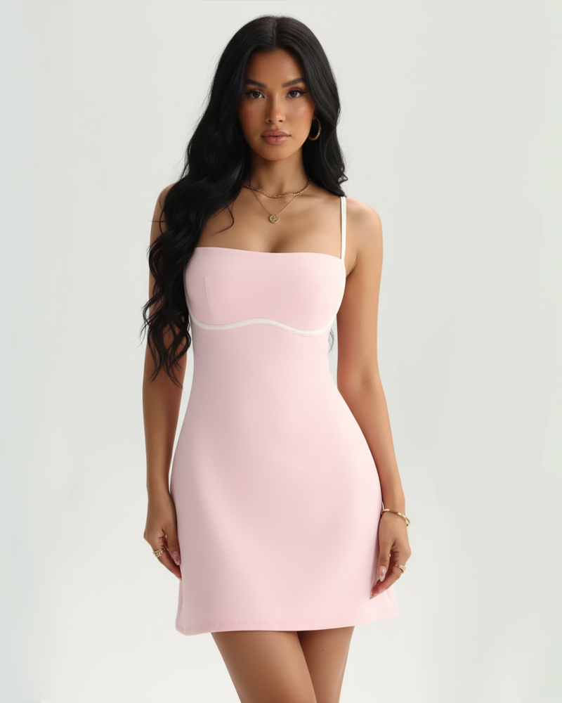 Polka Dot Cami Tennis Dress with Built‑in Shorts & Padded Cups