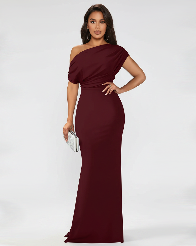 Elegant Sleeveless Off‑Shoulder Fitted Long Party Evening Dress
