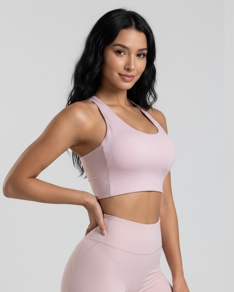 Twist Halter Tank High‑Impact Built‑in Cup Yoga Sports Bra