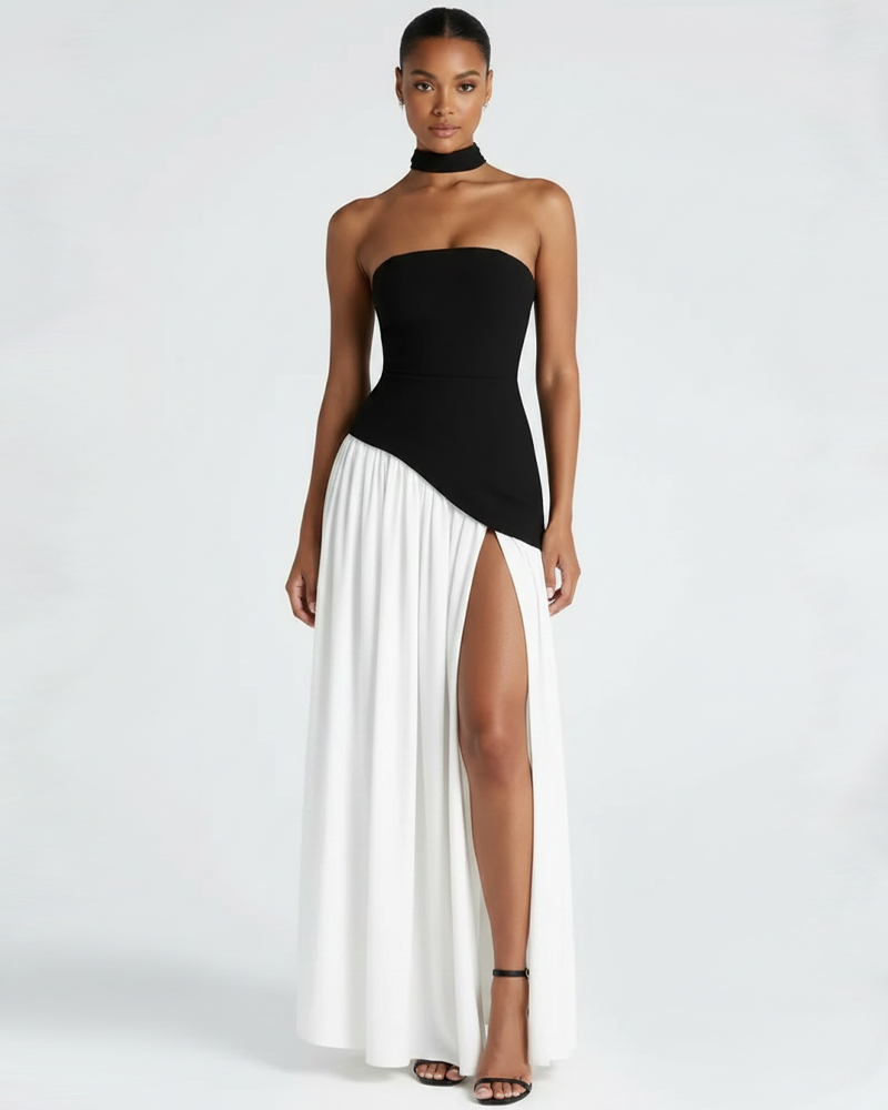 Elegant Strapless Lace-up Maxi Dress Party Gown