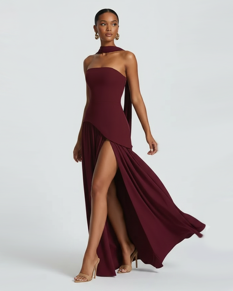 Elegant Strapless Lace-up Maxi Dress Party Gown