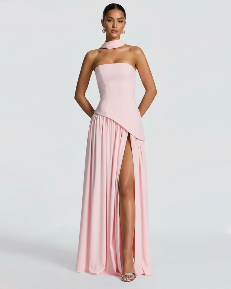 Elegant Strapless Lace-up Maxi Dress Party Gown