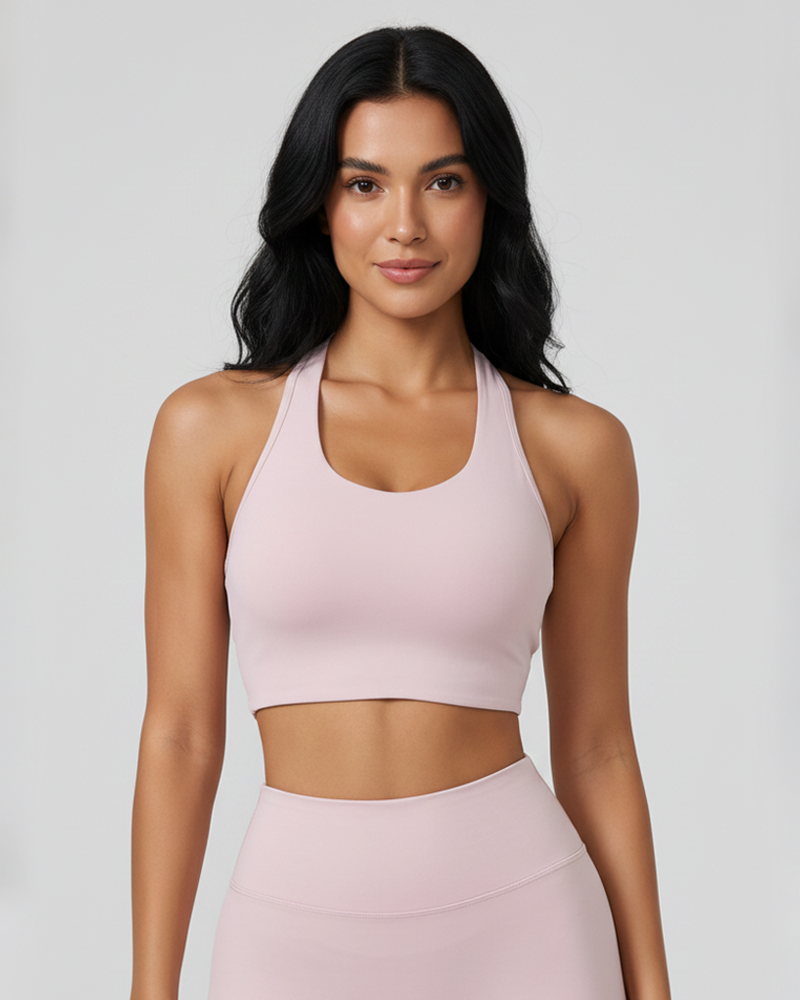Twist Halter Tank High‑Impact Built‑in Cup Yoga Sports Bra