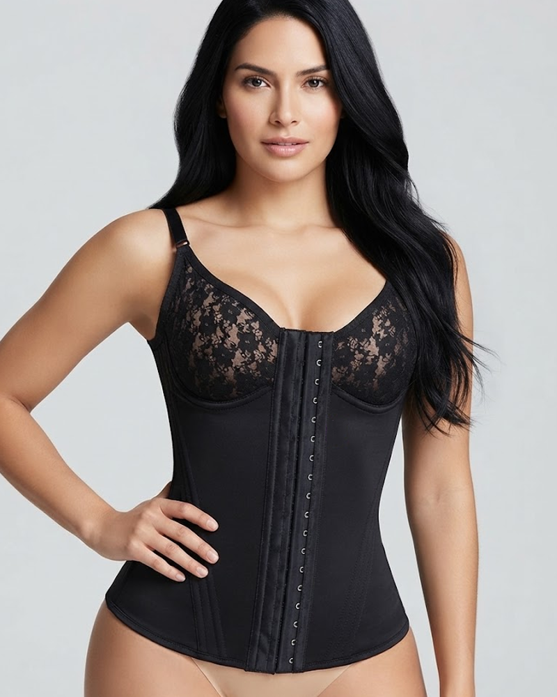 Colombian Shapewear Tank Top Lace Cups Front Hook & Eye Waist With Adjustable Straps（Pre-Sale）
