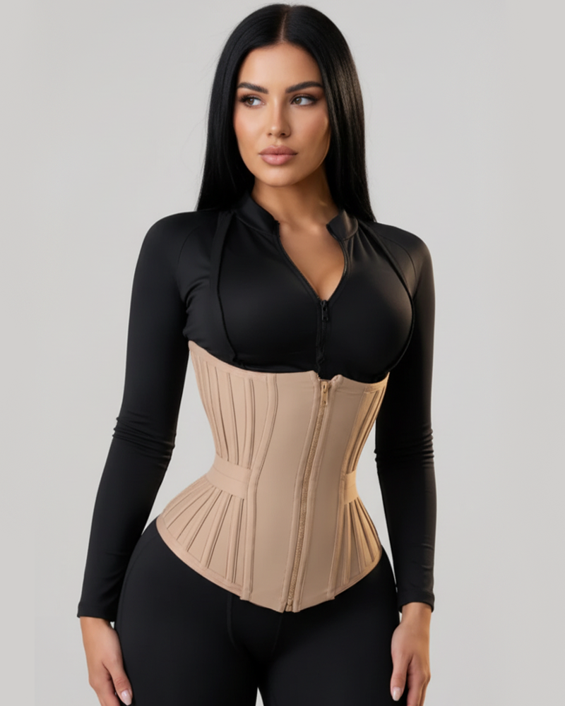 Postpartum Front Zipper Strong Tummy Control Waist Trainer Hourglass Shaping Corset