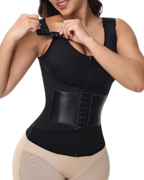 Zipper + Button Double Pressure Women's Waist Trainer-Curvy-Faja