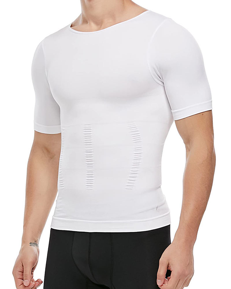 Men's Short-Sleeved Tummy Control Bottoming Body-Shaping Garment-Curvy-Faja