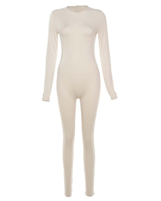 Solid Skinny Crew Neck Jumpsuit