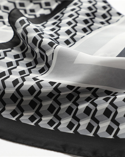 Leopard Print Simulated Silk 3D Geometric Plaid Square Scarf-Curvy-Faja