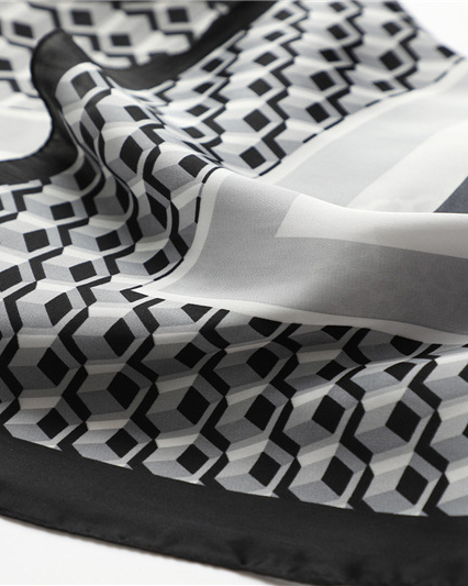 Leopard Print Simulated Silk 3D Geometric Plaid Square Scarf-Curvy-Faja