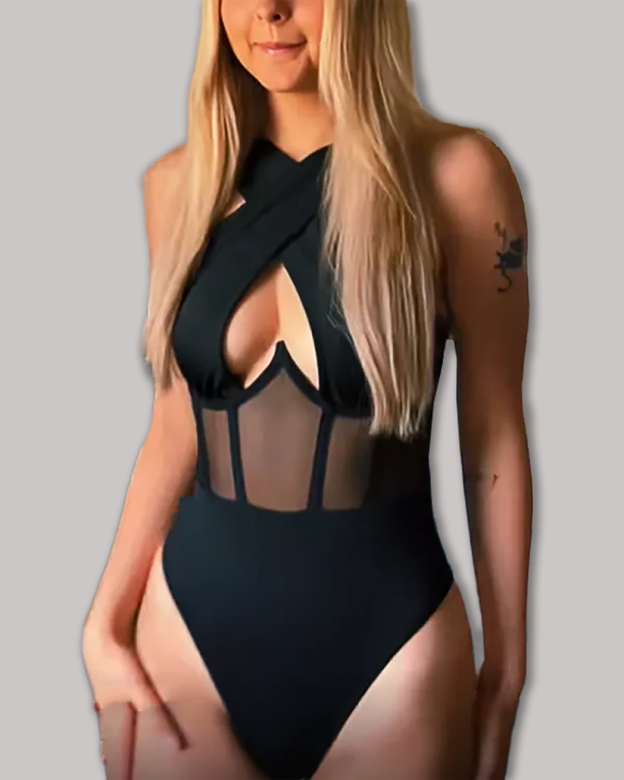 Underwire Boning Mesh Halter Body Shapewear