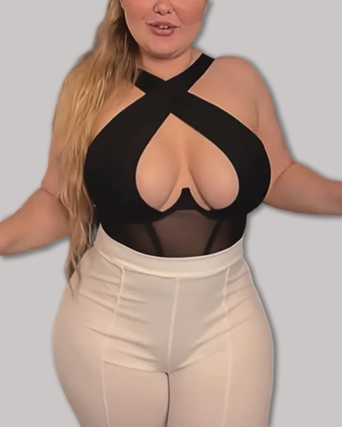 Underwire Boning Mesh Halter Body Shapewear