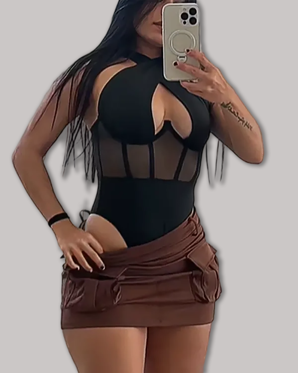 Underwire Boning Mesh Halter Body Shapewear