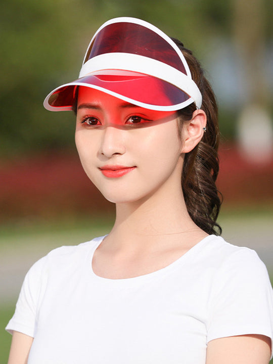 Solid Color Transparent PVC Sunscreen Beach Cap-Curvy-Faja