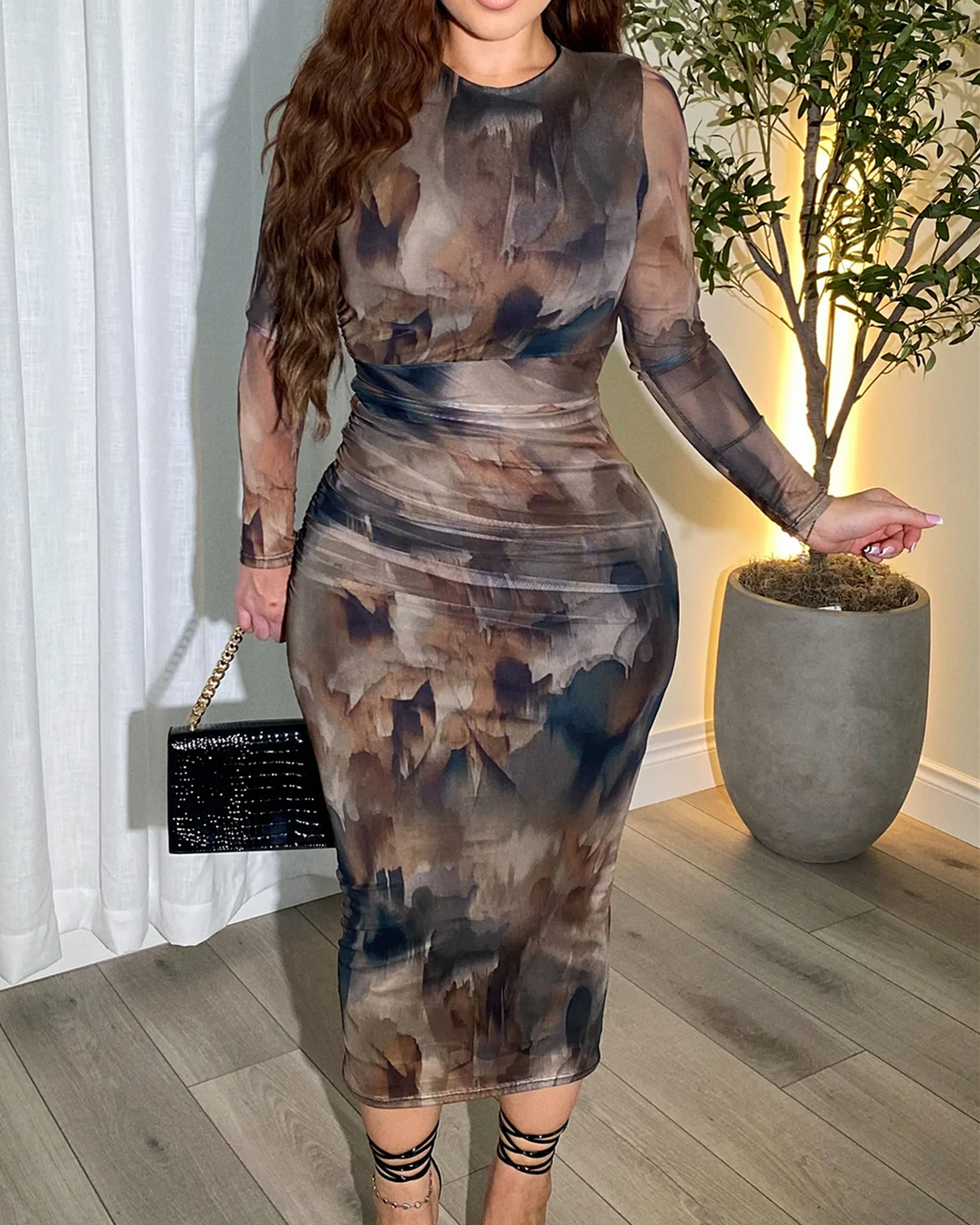 Elegant Long Sleeved Mesh Dress（Pre-Sale）