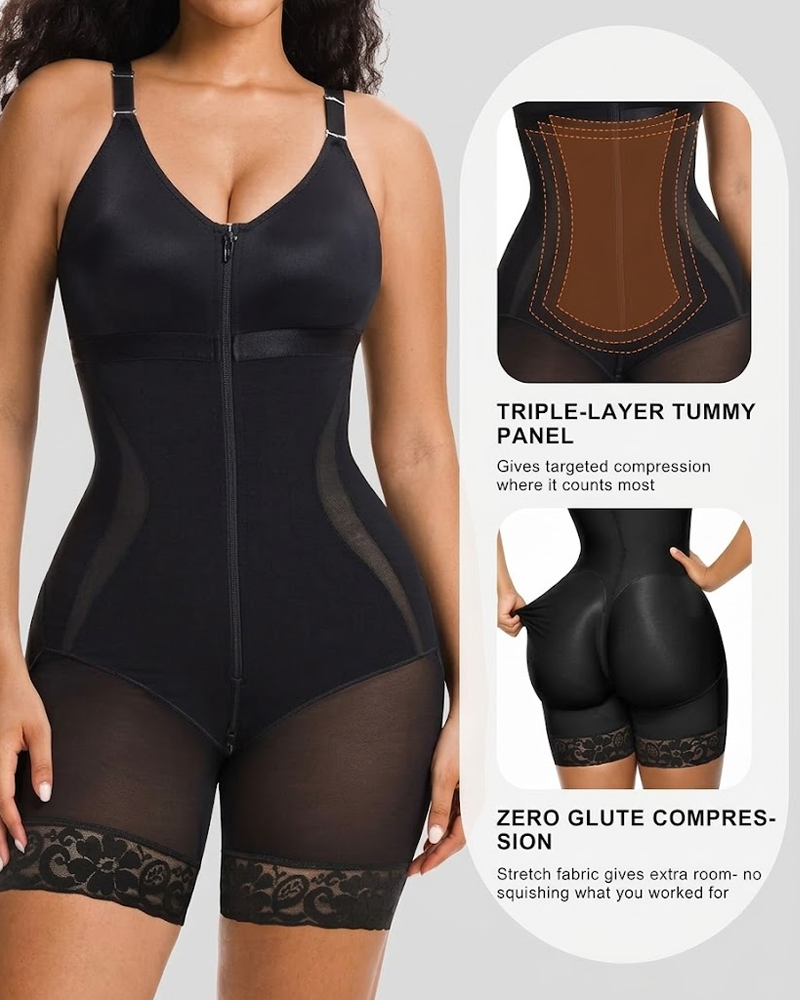 Postpartum Front Zipper Tummy Control Butt Lifter Shapewear Bodysuit（Pre-Sale）