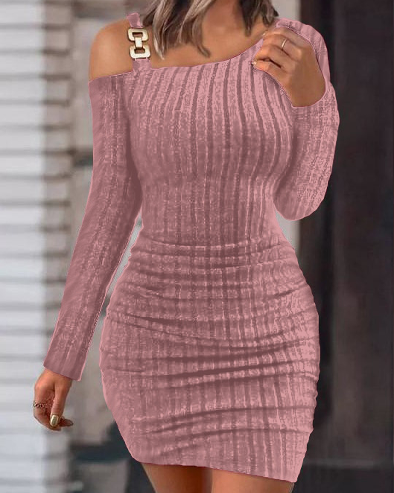 Off-Shoulder One-Neck Tight-Fitting Bodycon Knit Dress