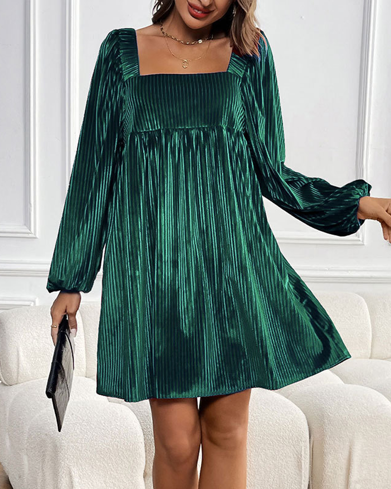 Christmas Date Dinner Elegant Loose Velvet Square Neck Dress