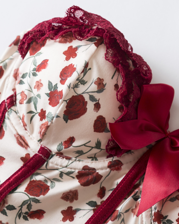 Retro Milk Silk Rose Butterfly Waist Corset