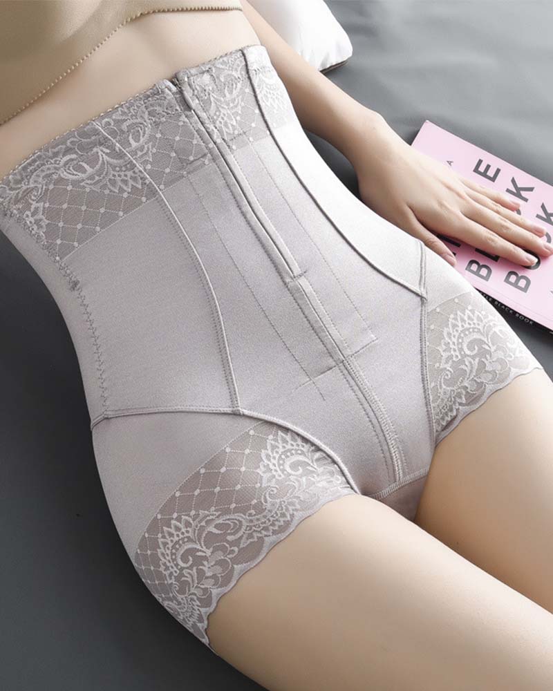 High-Waisted, Hip-Lifting Zipper Pants-curvy-faja