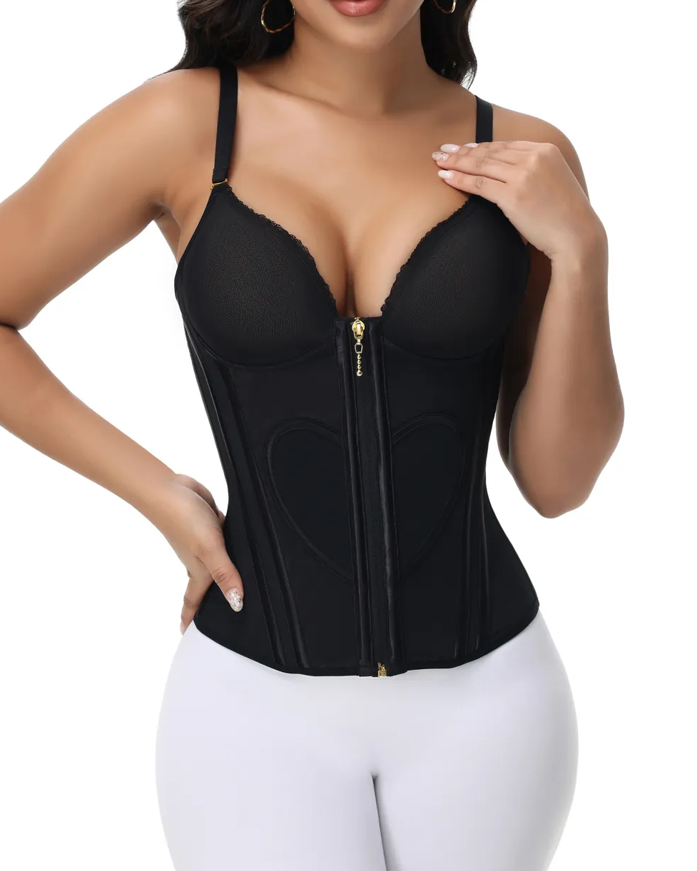 Women's Waist-cinching Black Tummy-control Bustier Tank Tops