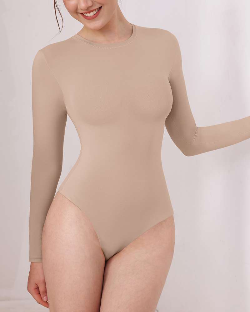 Double-Layered High-Elastic Body-Shaping Long-Sleeved Bodysuit