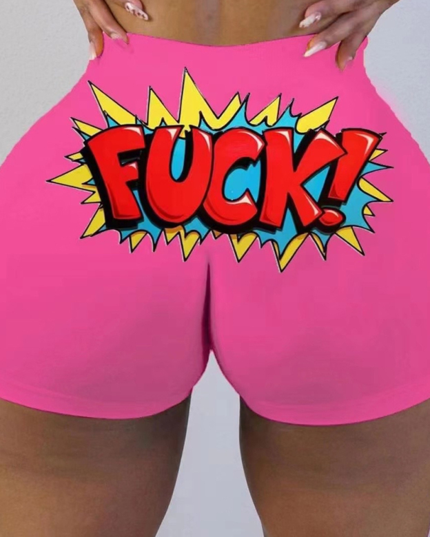 Graffiti Dopamine Quick Dry Breathable Hip-Lifting Shorts-Curvy-Faja