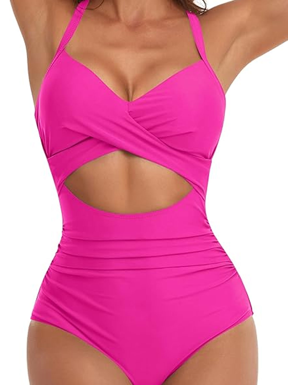 One Piece Swimsuits Tummy Control Cutout High Waisted Bathing Suit Wrap Tie Back-Curvy-Faja