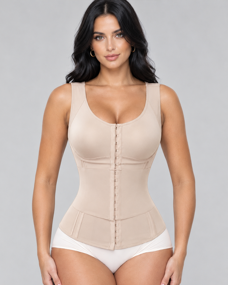 One-Piece Built-In Shaping Cups Double Compression Tummy Control Shapewear Tank Top