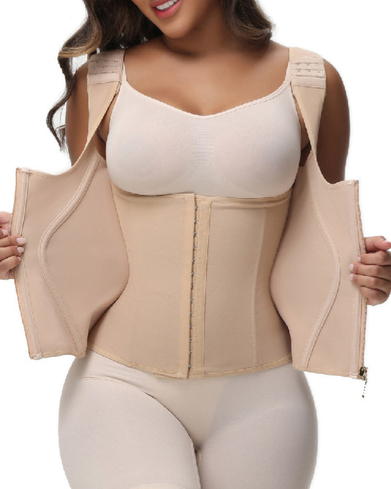 Women's Double Compression Bone Waist Trainer Tummy Control Postpartum Corset Vest