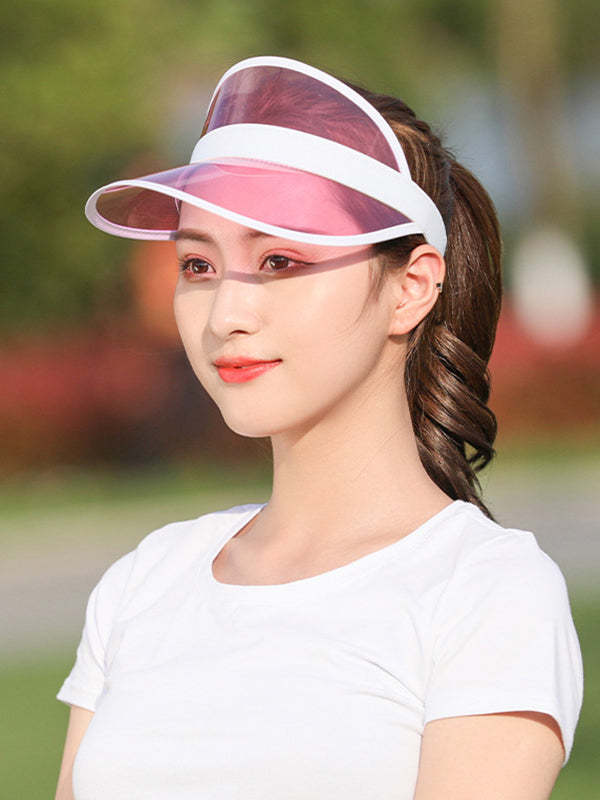 Solid Color Transparent PVC Sunscreen Beach Cap-Curvy-Faja