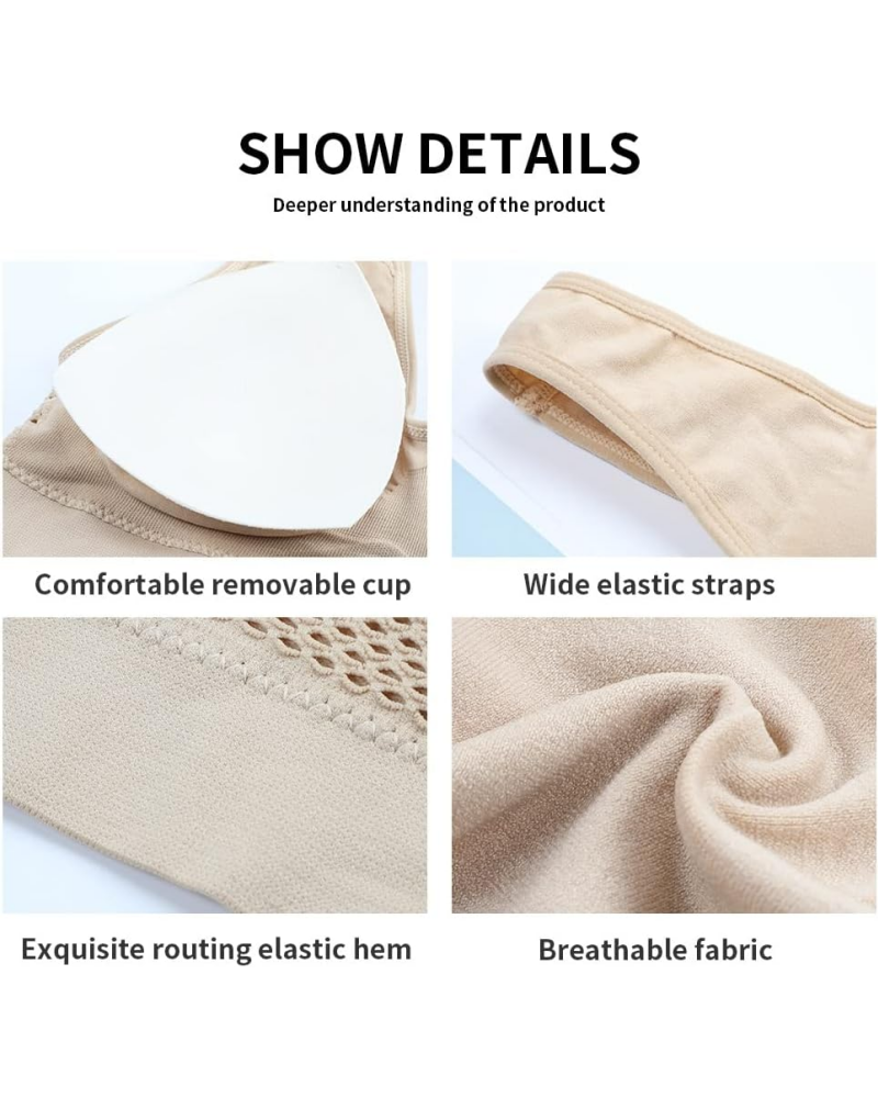 Women's Hollow Out Anti-Sagging High Support Sports Bra Breathable Yoga Top Bras