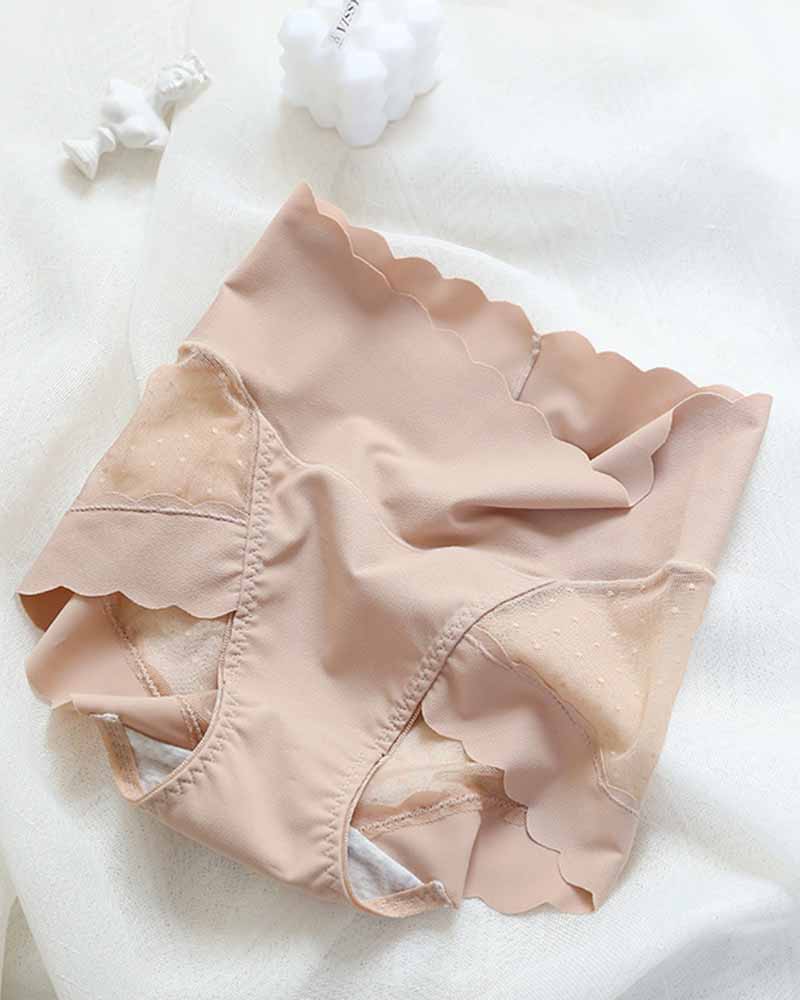 High-Waisted, Anti-Bacterial Crotch Mesh Panties