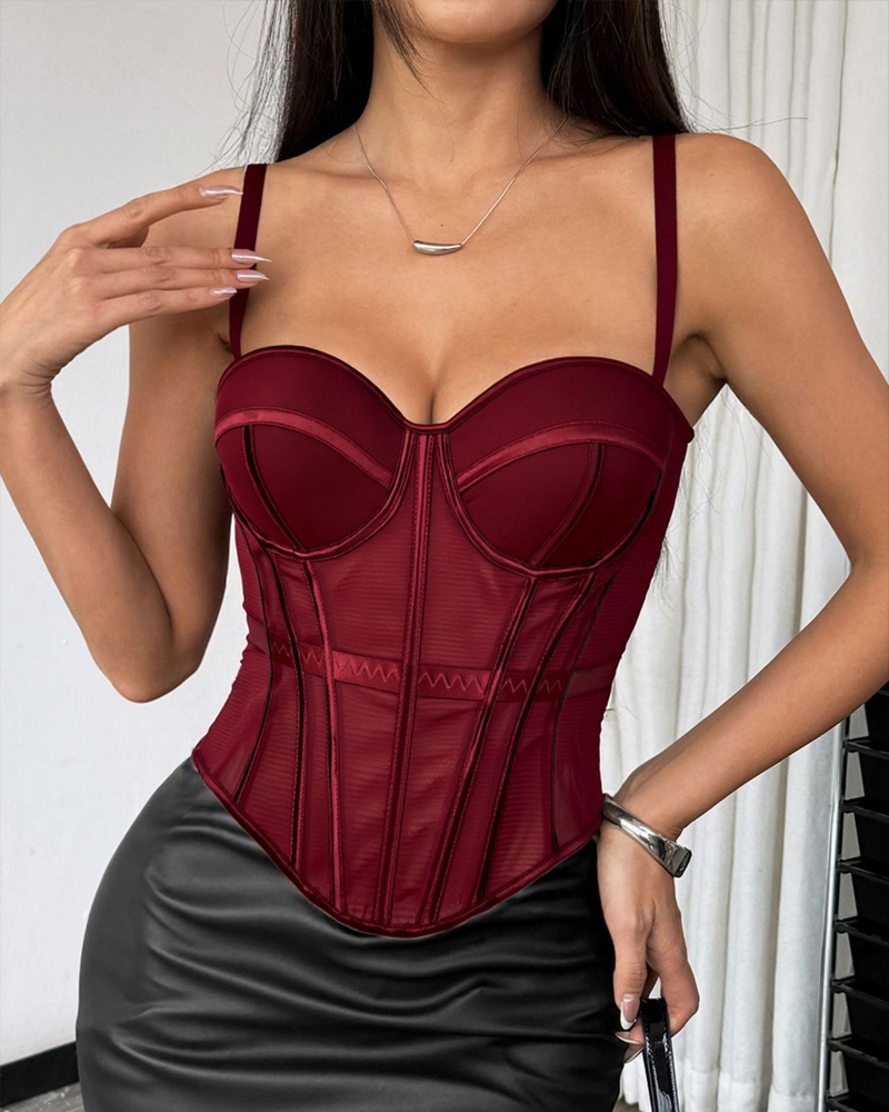 Sexy Mesh Suspender Corset