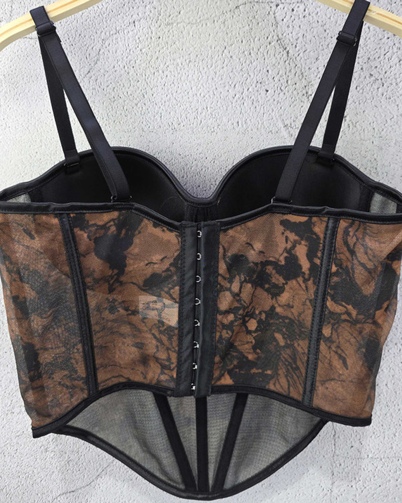Sexy Mesh Suspender Corset