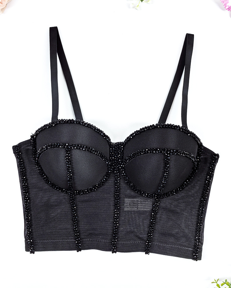 Sexy Beaded Fishbone Halter Corset