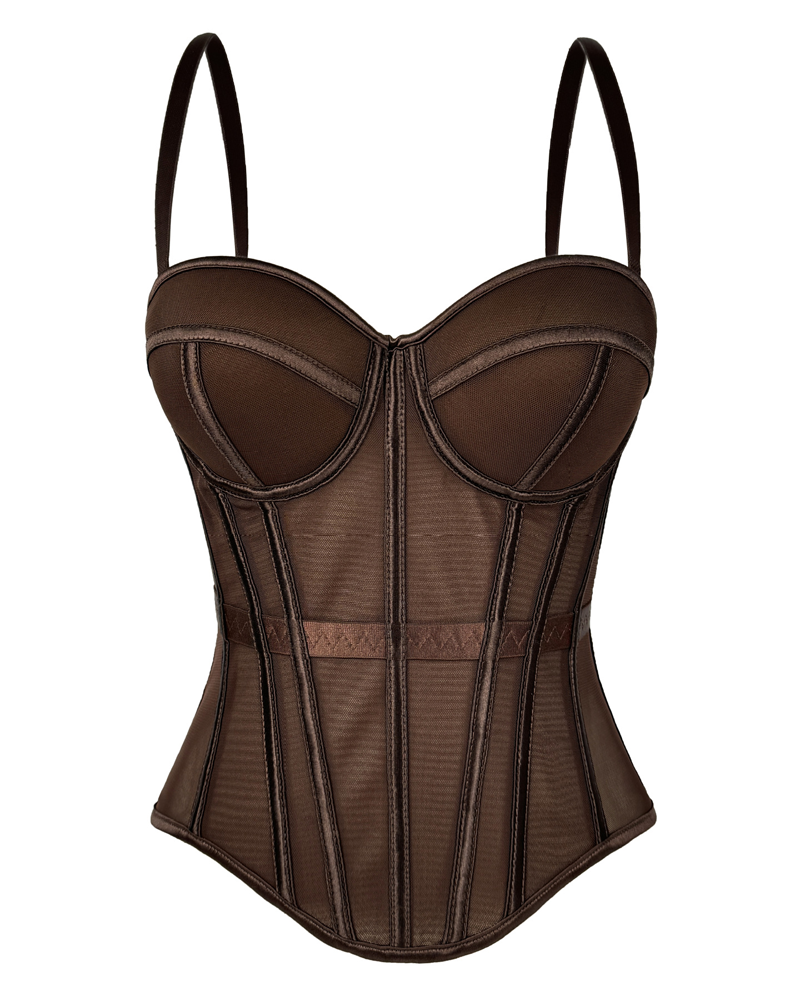 Sexy Mesh Suspender Corset