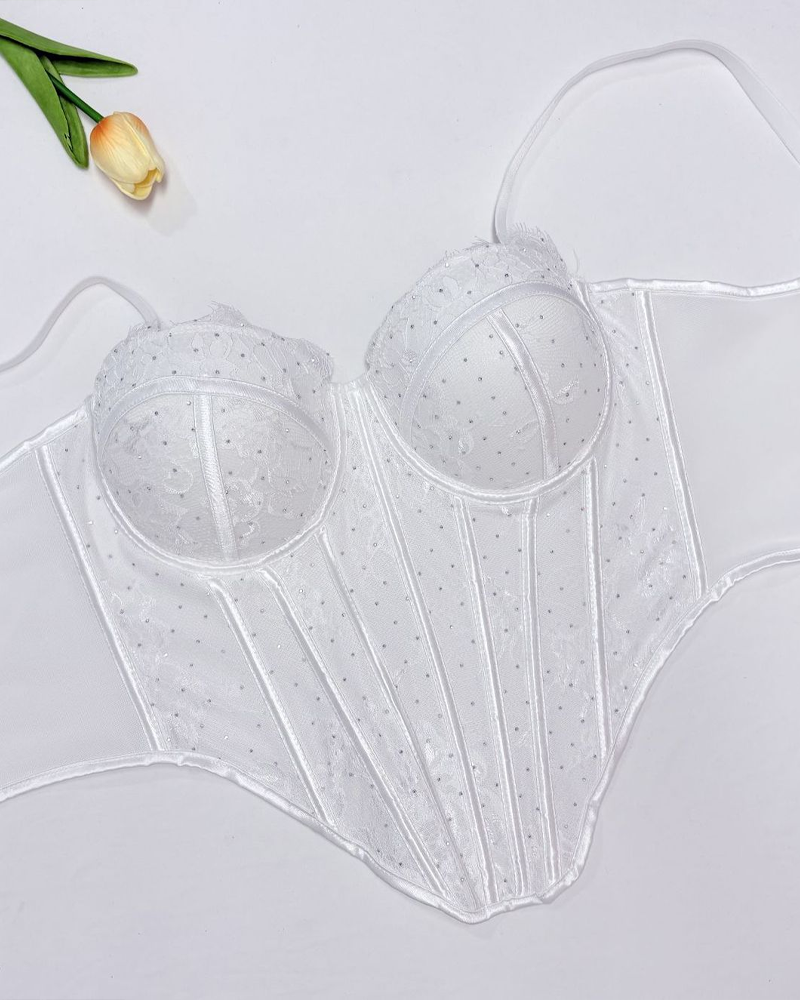 Sparkle Lace Boned Corset Camisole