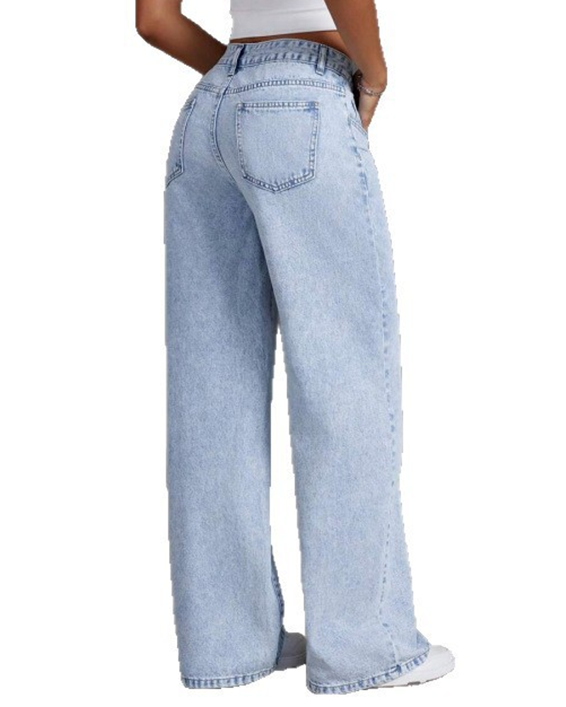 Casual Loose Straight Jeans-Curvy-Faja