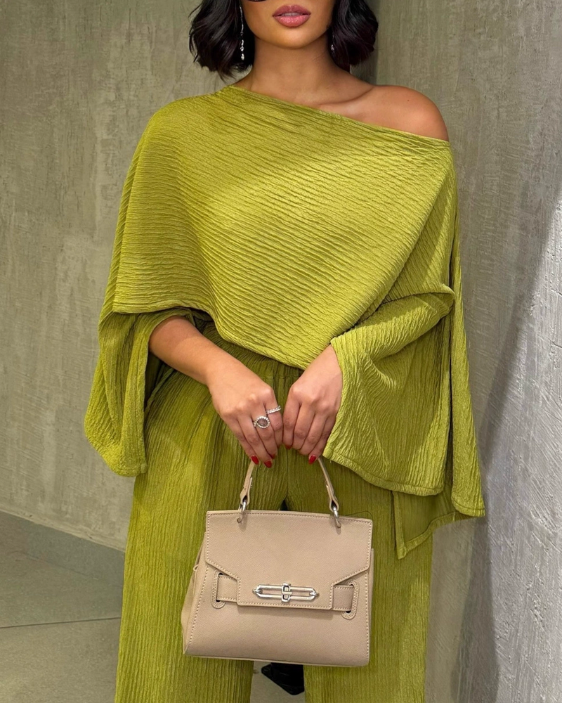 Casual High-Waisted Wide-Leg Pants Suit