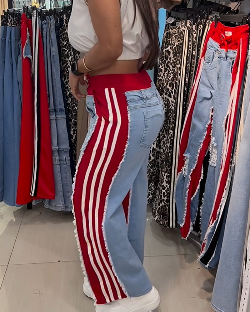 Distressed Patchwork Jeans