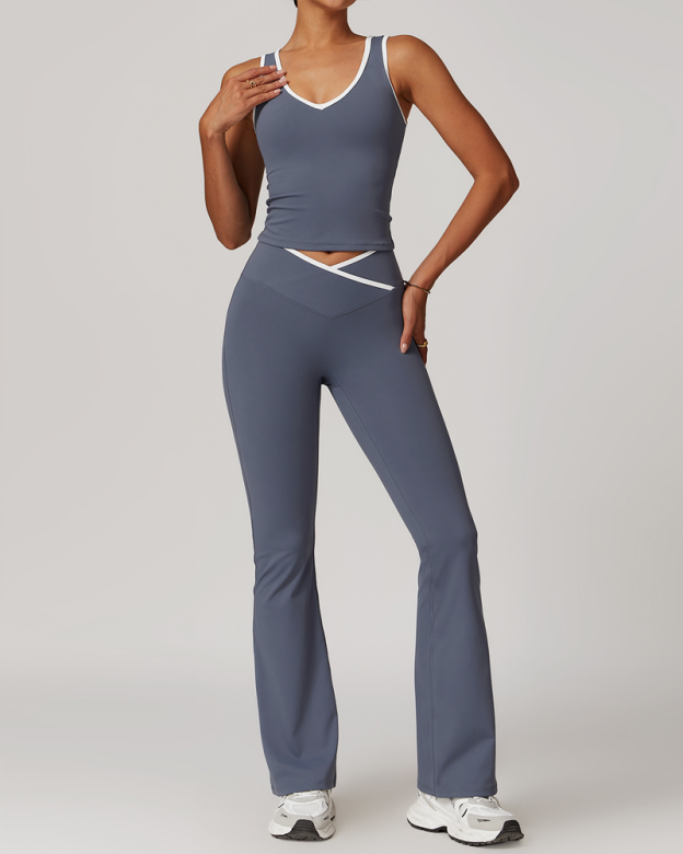Cross-Over High-Waisted Flared Yoga Set