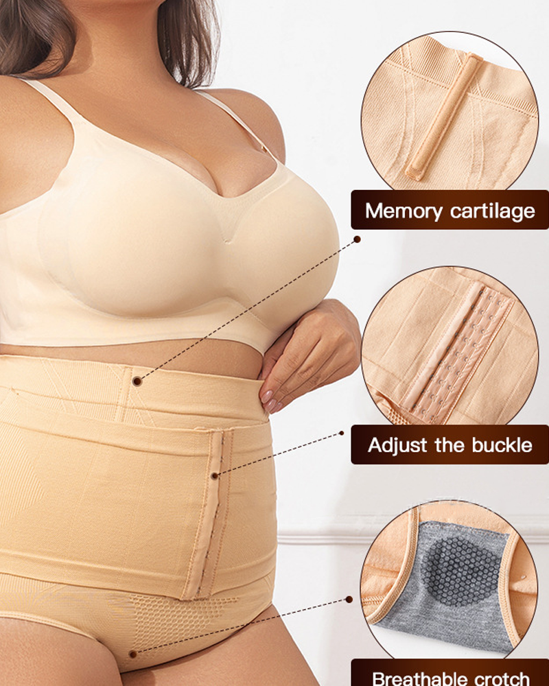 High Waisted Shaping And Reinforced Button Tummy Control Underwear