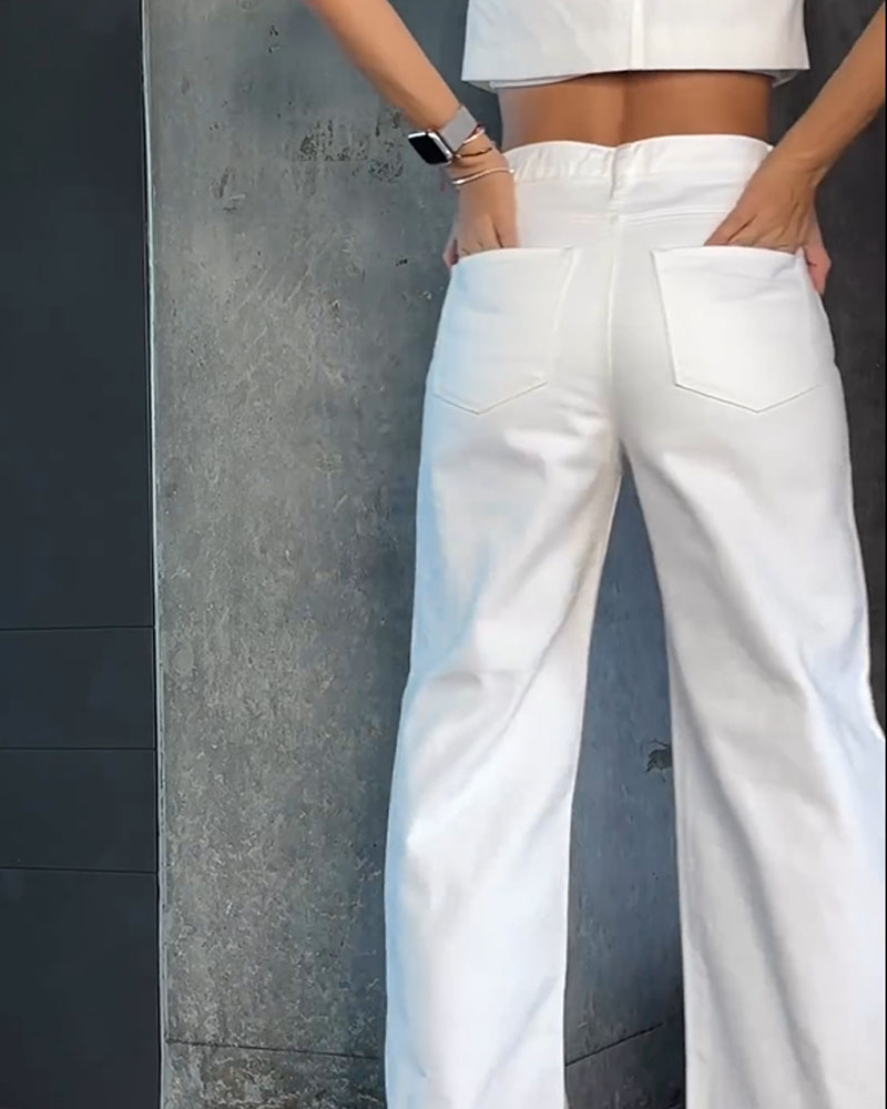 Baggy Denim Wide-Leg Pants-Curvy-Faja