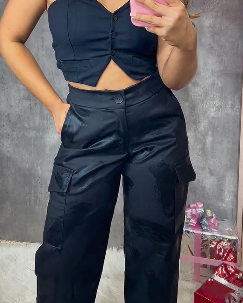 Metallic Loose Trousers-Curvy-Faja