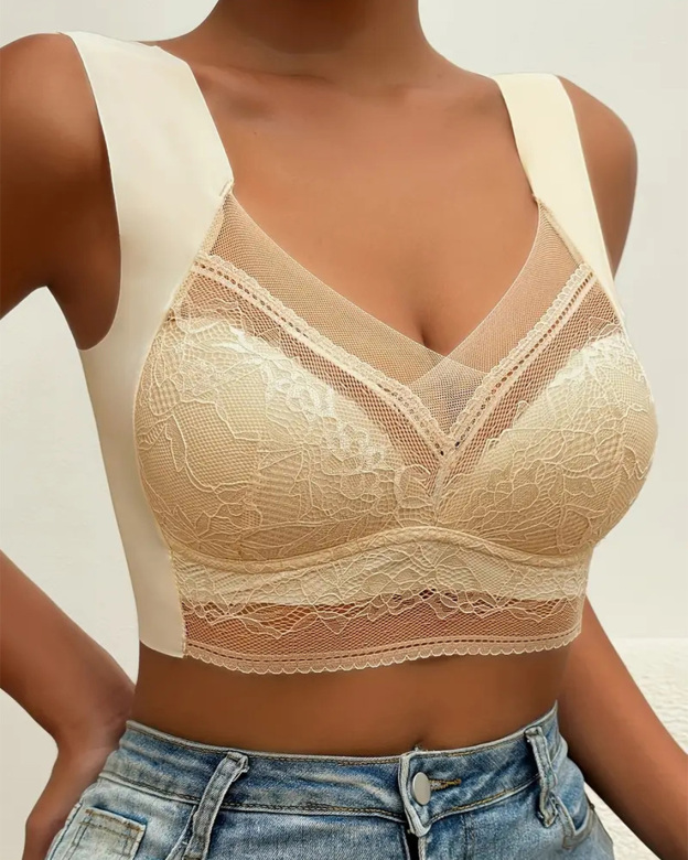 Lace Beautiful Back Bra Vest Style Push Up Underwear-Curvy-Faja