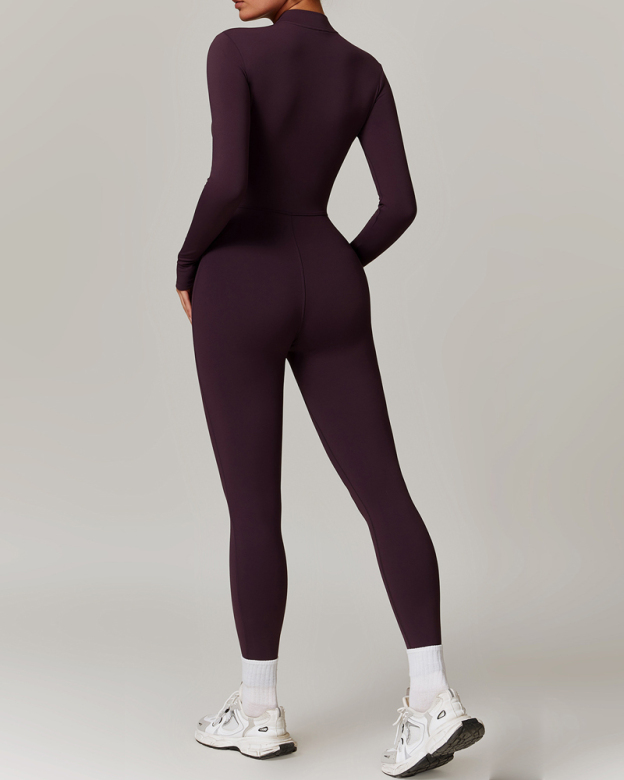 Tight Fleece Yoga Jumpsuit-Curvy-Faja